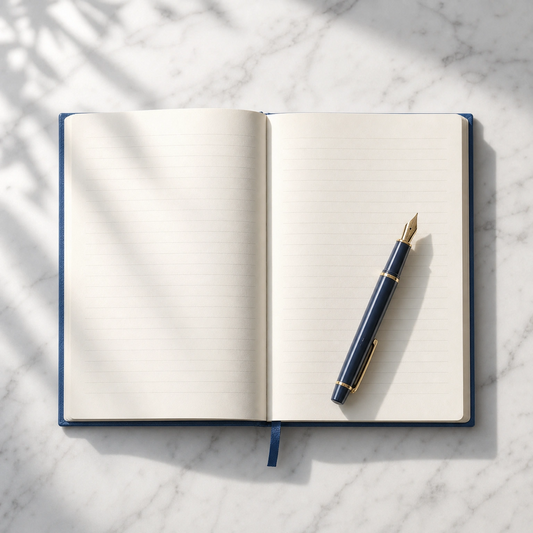 Custom engraved journal — engraving detail close-up
