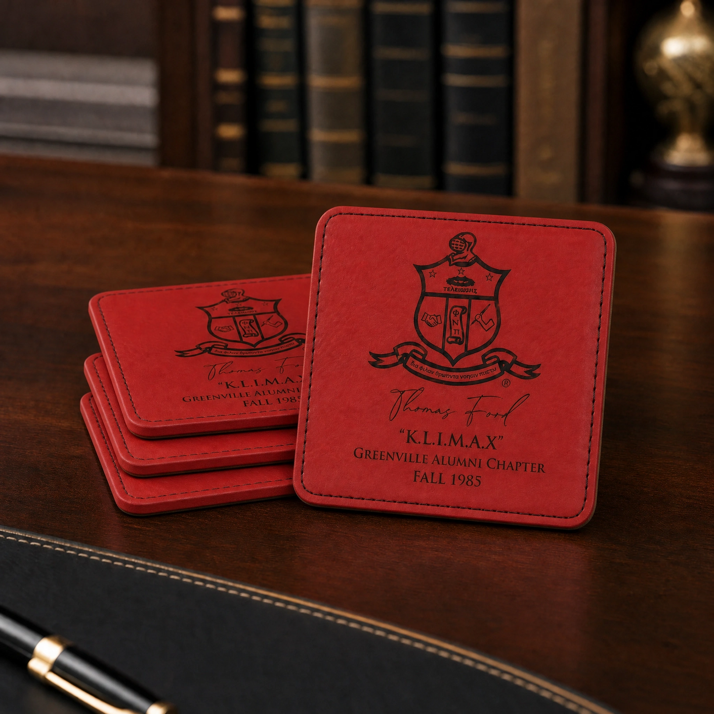 Kappa Alpha Psi Custom Engraved Leatherette Coasters