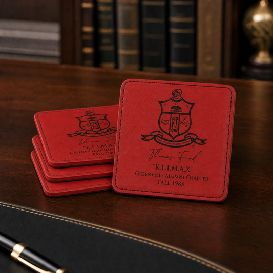 Kappa Alpha Psi Custom Engraved Leatherette Coasters