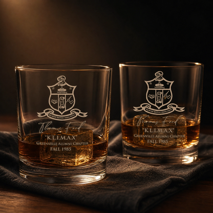 Kappa Alpha Psi Custom Engraved Lowball Glasses