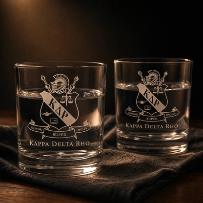 Kappa Delta Rho Custom Engraved Lowball Glasses