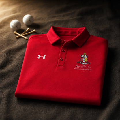 Kappa Alpha Psi COA Under Armour Polo Golf Shirt (Red)
