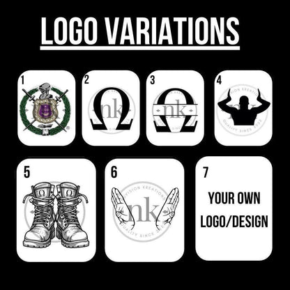 Greek organization logo options for personalized engraving - NuVision Kreations tumbler customization guide