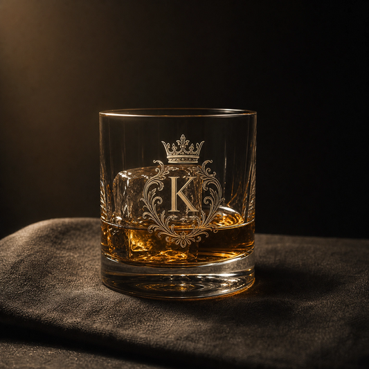Custom engraved 10.5oz lowball whiskey glasses — personalized groomsmen gift