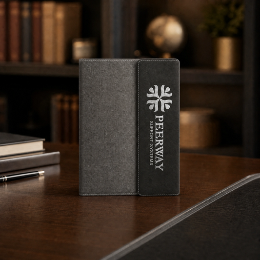 Custom engraved leatherette portfolio with notepad — personalized professional gift
