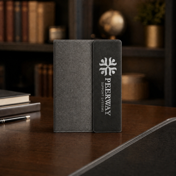 Custom engraved leatherette portfolio with notepad — personalized professional gift