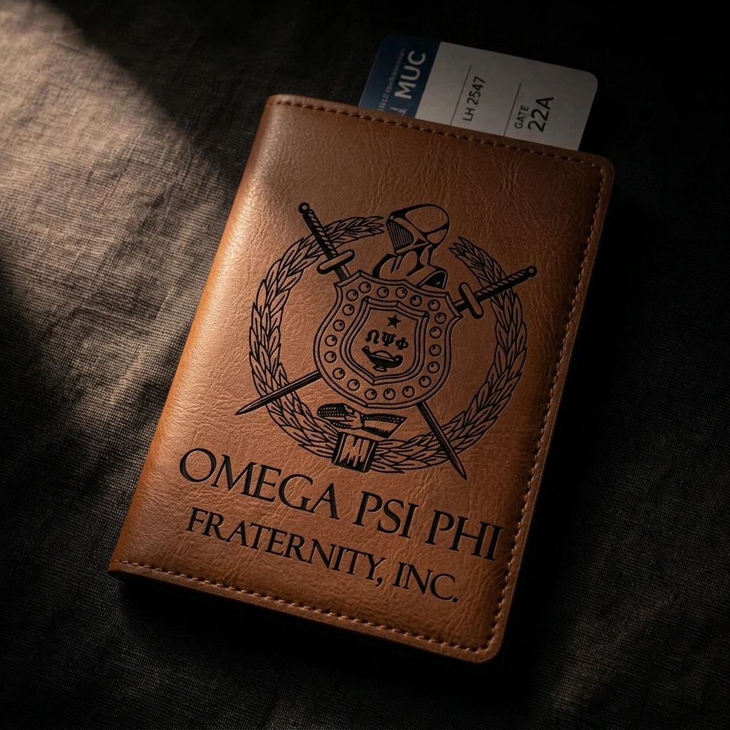 Omega Psi Phi Custom Engraved Passport Cover