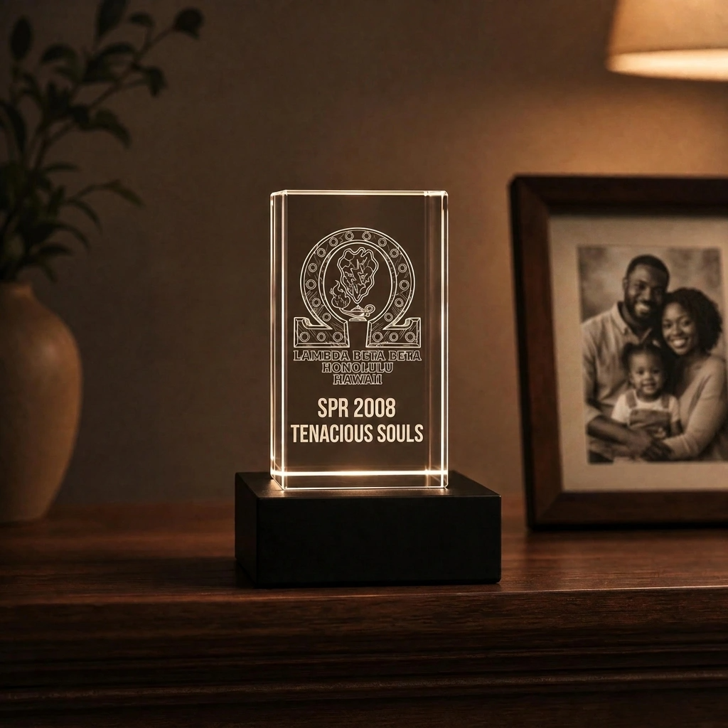 Omega Psi Phi Custom 3D Engraved Crystal