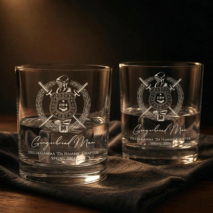 Omega Psi Phi Custom Engraved Lowball Glasses