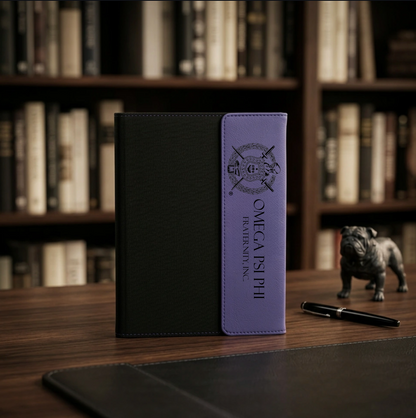 Omega Psi Phi Custom Engraved Leatherette Portfolio with Notepad