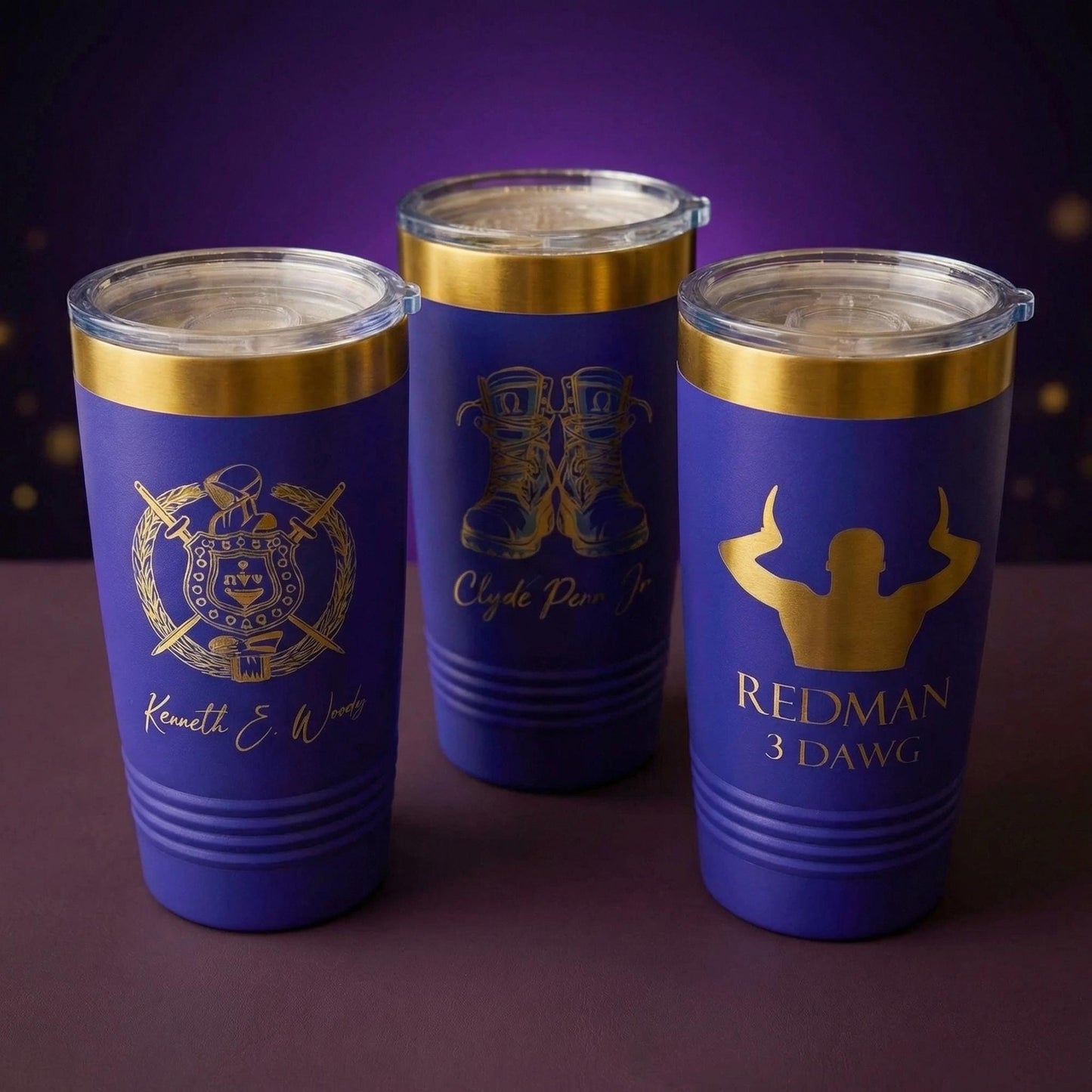 Omega Psi Phi Custom Engraved Tumbler - 20 oz - nuvisionkreations