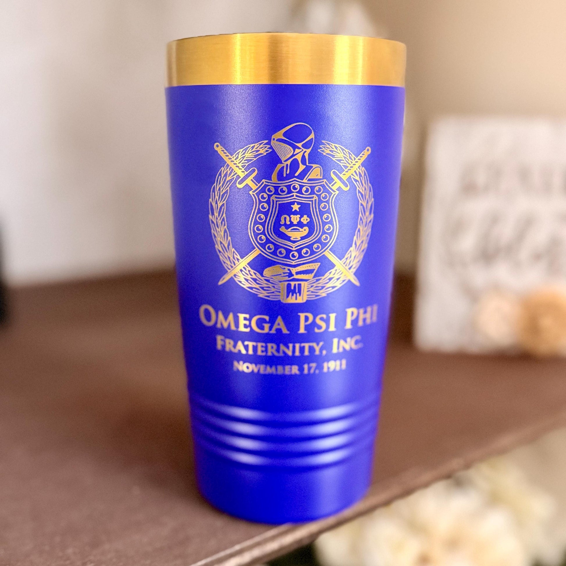 Omega Psi Phi Custom Engraved Tumbler - 20 oz - nuvisionkreations