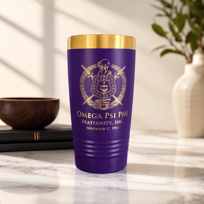 Omega Psi Phi Custom Engraved 20oz Tumbler