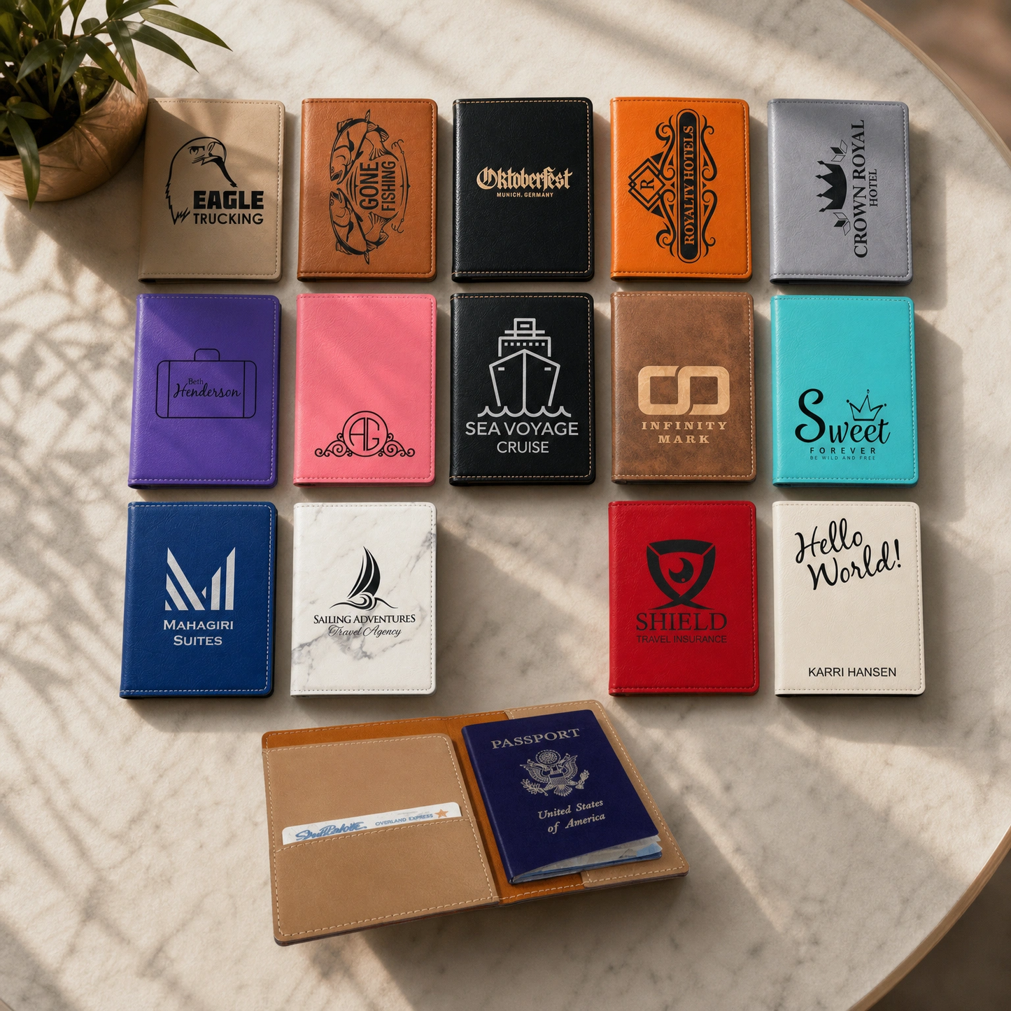 Custom Engraved Leatherette Passport Cover