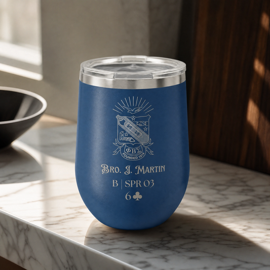 Phi Beta Sigma Custom Engraved 12oz Wine Tumbler