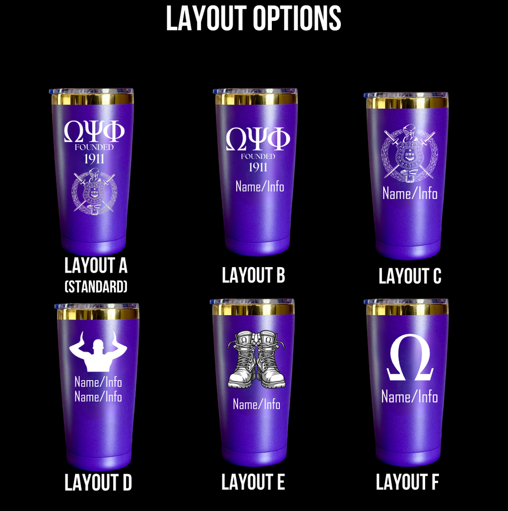 Omega Psi Phi Custom Engraved Tumbler - 20 oz