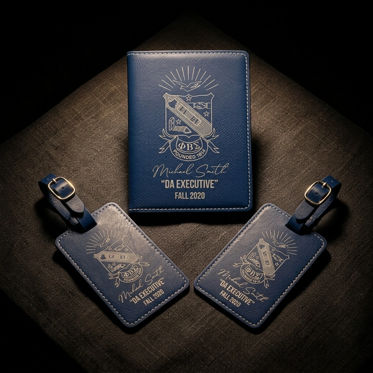 Phi Beta Sigma Custom Engraved Travel Set — Passport Cover + Luggage Tags
