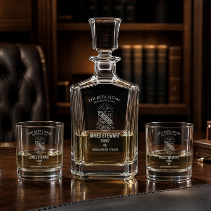 Phi Beta Sigma Custom Engraved Decanter Set