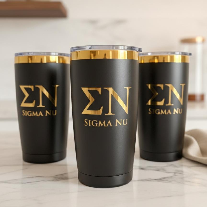 Sigma Nu Custom Engraved Tumbler - 20 oz - nuvisionkreations
