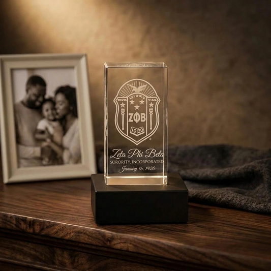 Zeta Phi Beta Custom 3D Engraved Crystal