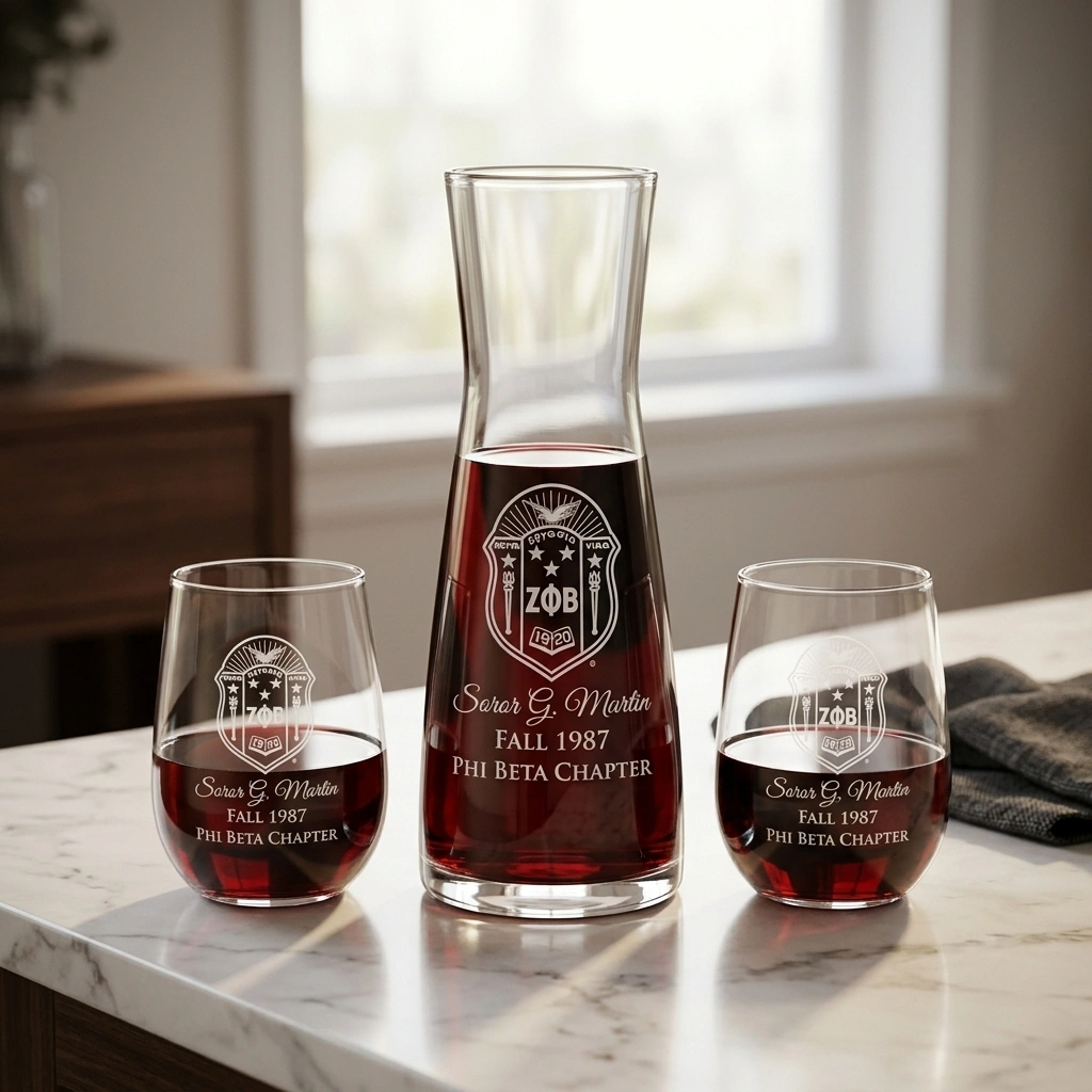 Zeta Phi Beta Custom Engraved Wine Decanter Set