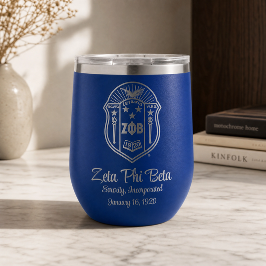Zeta Phi Beta Custom Engraved Wine Tumbler (12 oz)