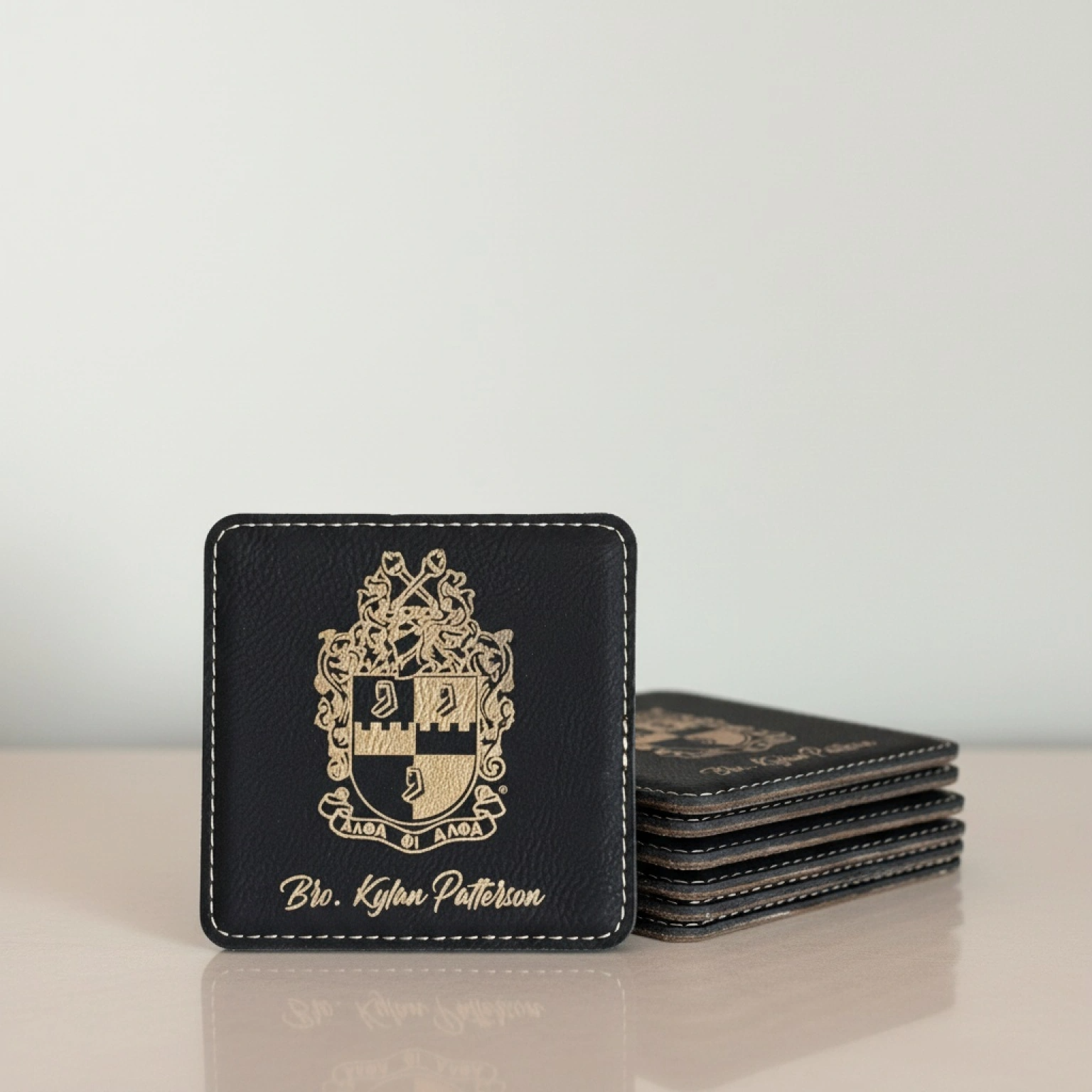 Custom Engraved Alpha Phi Alpha Coaster Set