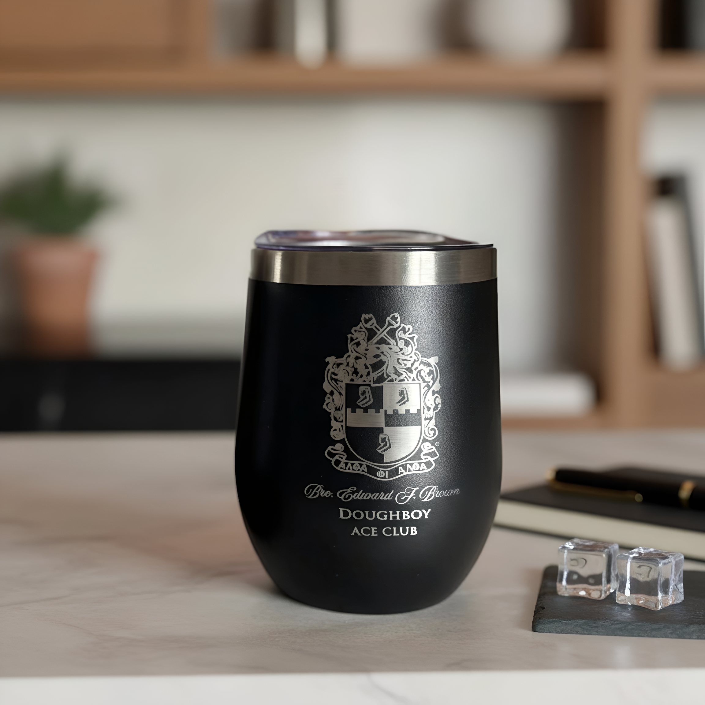 Custom Engraved Alpha Phi Alpha Wine Tumbler – 12 oz