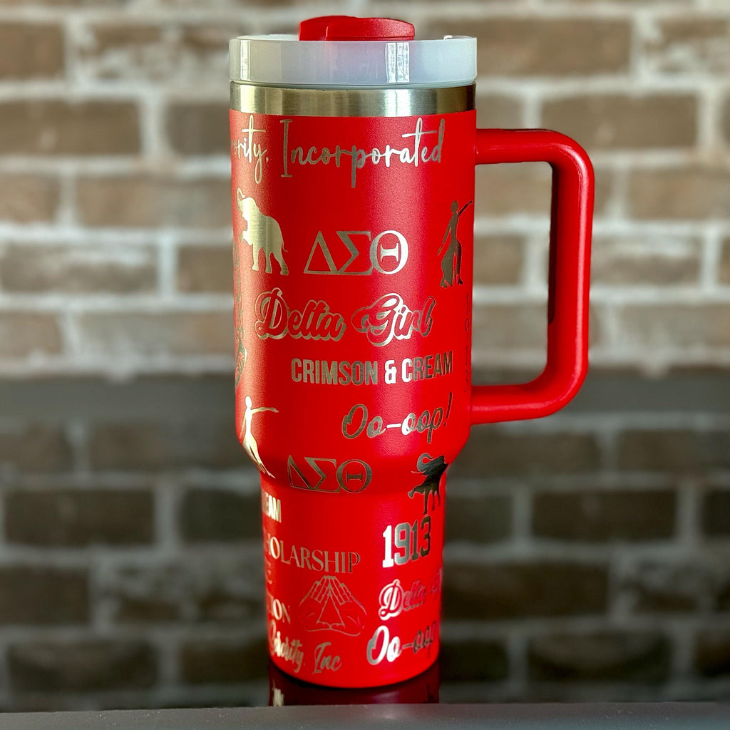 Delta Sigma Theta Custom Engraved Tumbler (Full Wrap) - 40oz - nuvisionkreations