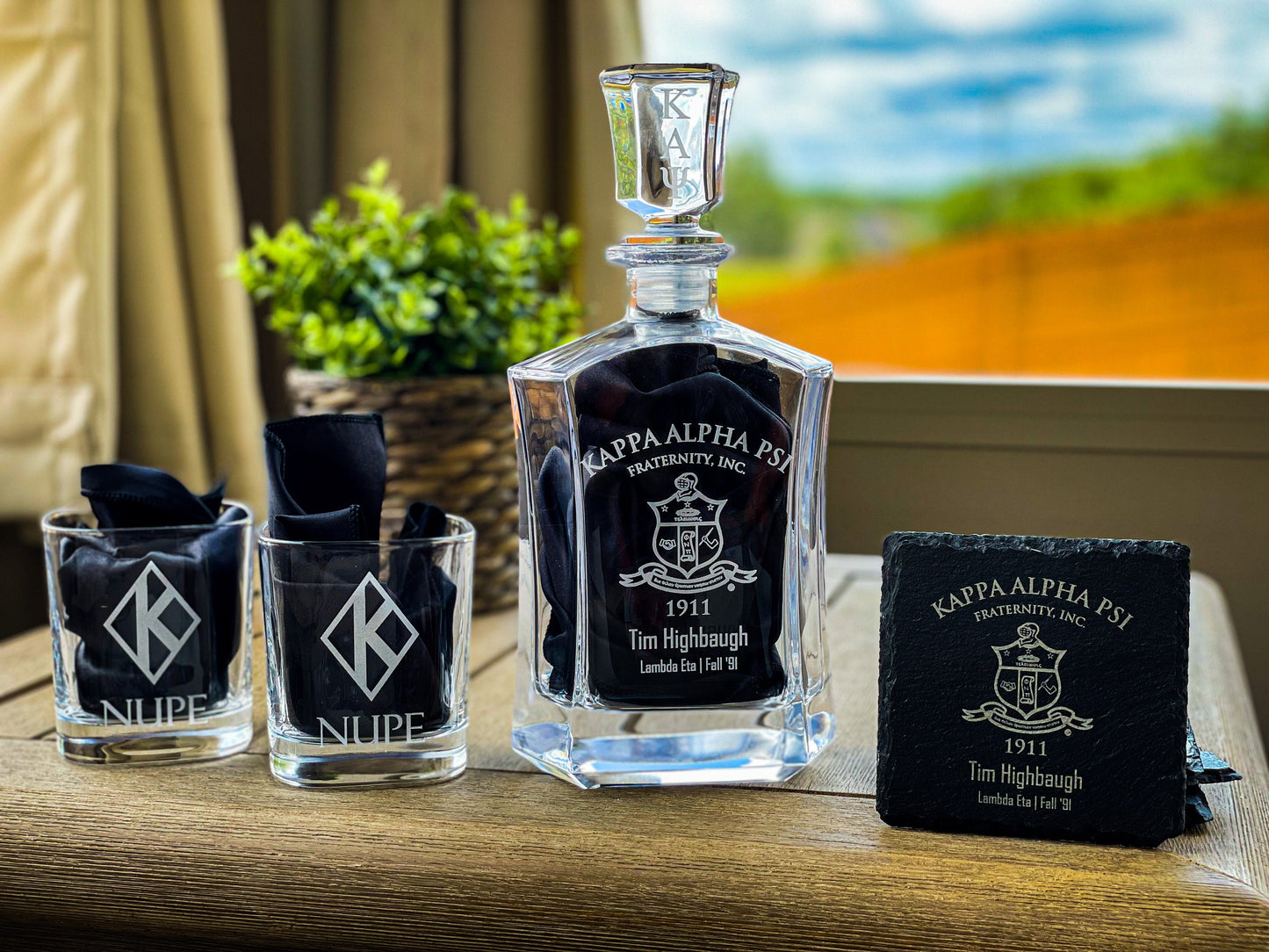 Kappa Alpha Psi Engraved Decanter Set - nuvisionkreations