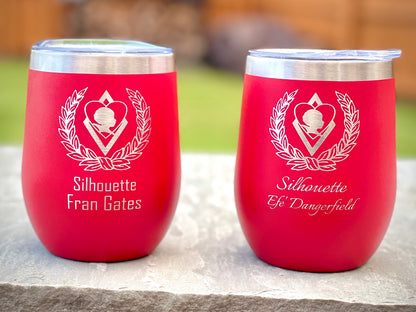 Engraved Kappa Silhouette Wine Tumbler, Personalized Sorority Gift Cup - nuvisionkreations