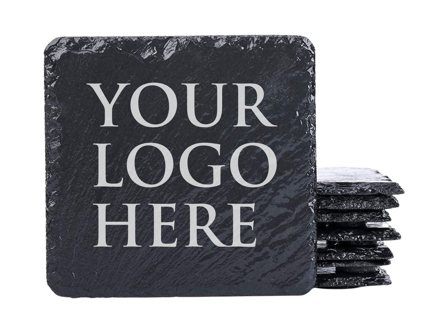 Custom Engraved Slate Coasters, Personalized Logo or Monogram, Housewarming Gift, Business Coasters - nuvisionkreations