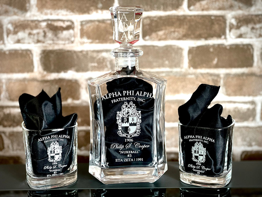 Custom Engraved Alpha Phi Alpha Decanter Set