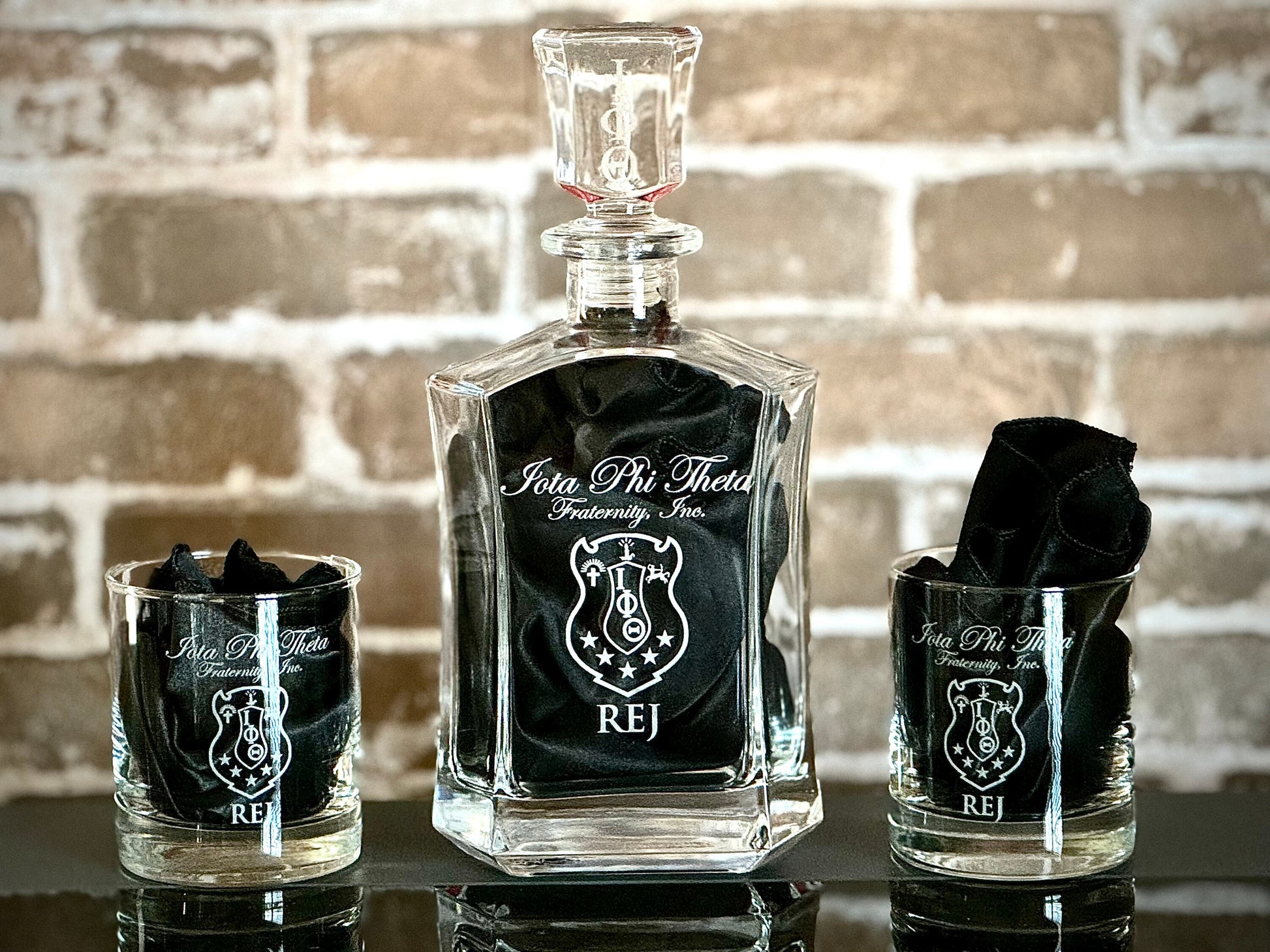 Custom Engraved Iota Phi Theta Fraternity Decanter Set