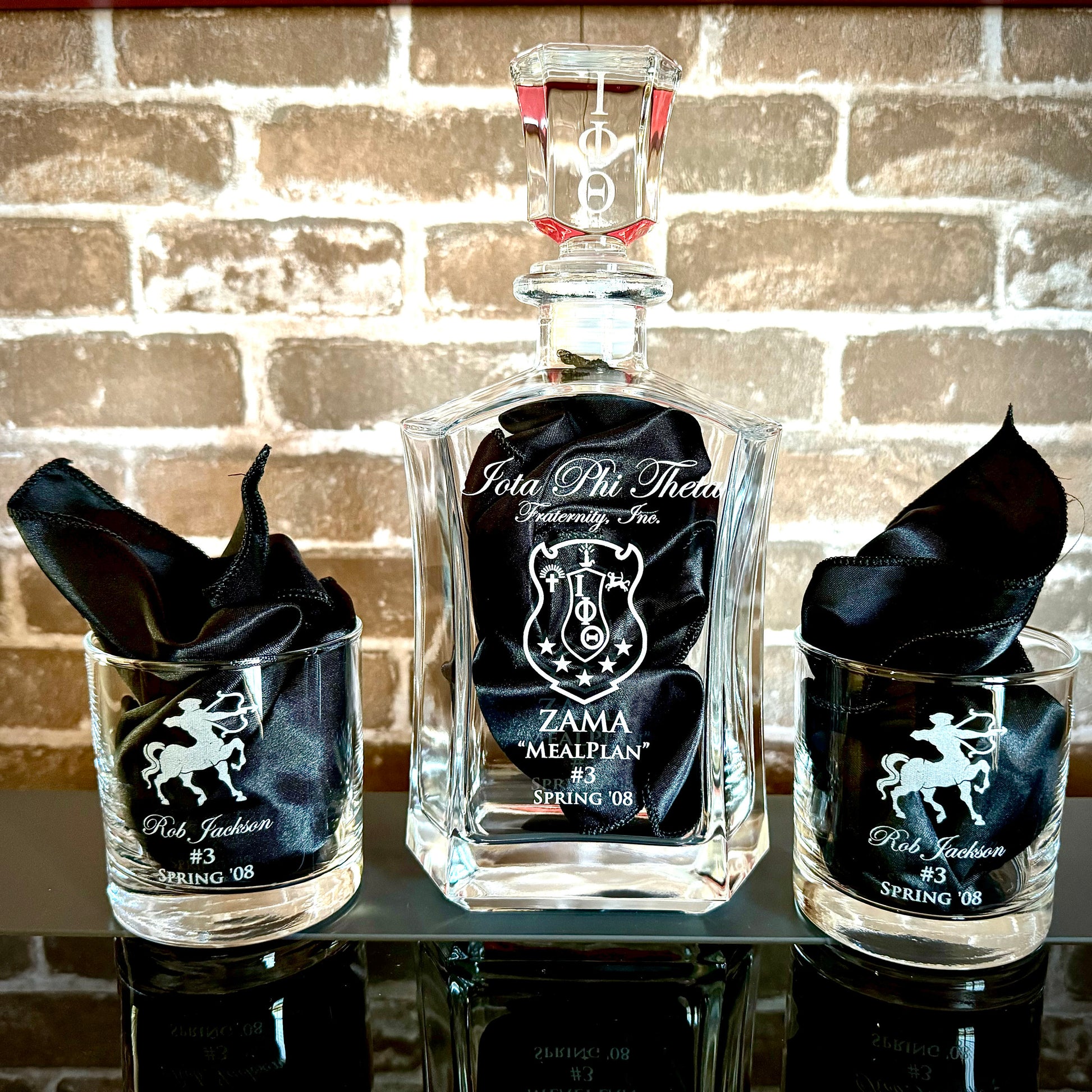 Custom Engraved Iota Phi Theta Fraternity Decanter Set