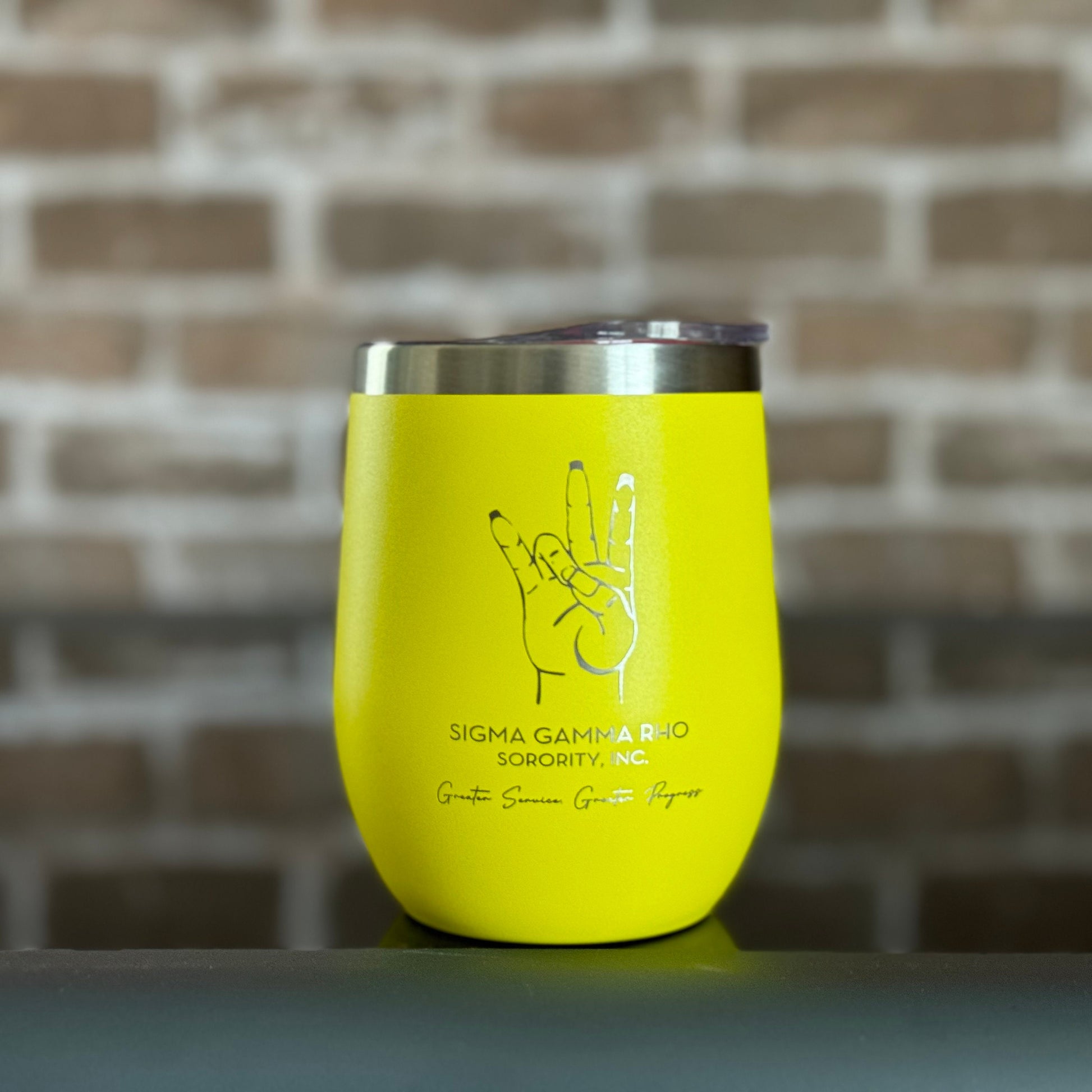 Custom Engraved Sigma Gamma Rho Wine Tumbler (12 oz)