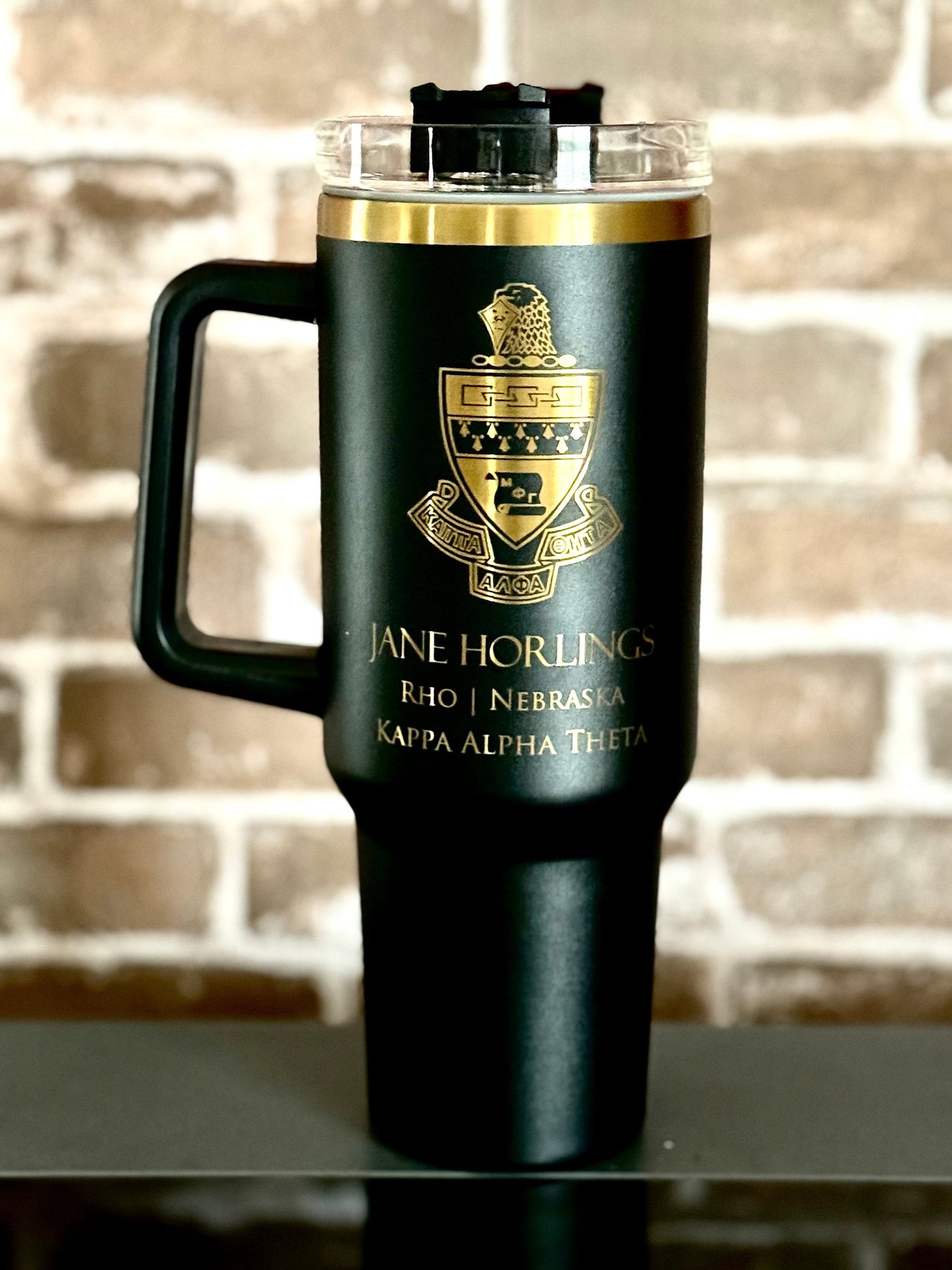 Kappa Alpha Theta Gift 40oz Tumbler, Engraved Crest, Personalized Option, Sorority Gift - nuvisionkreations