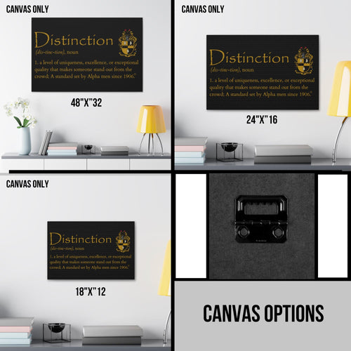 Alpha Phi Alpha Canvas Wall Art, Distinction Defined, Alpha Phi Alpha Office Decor