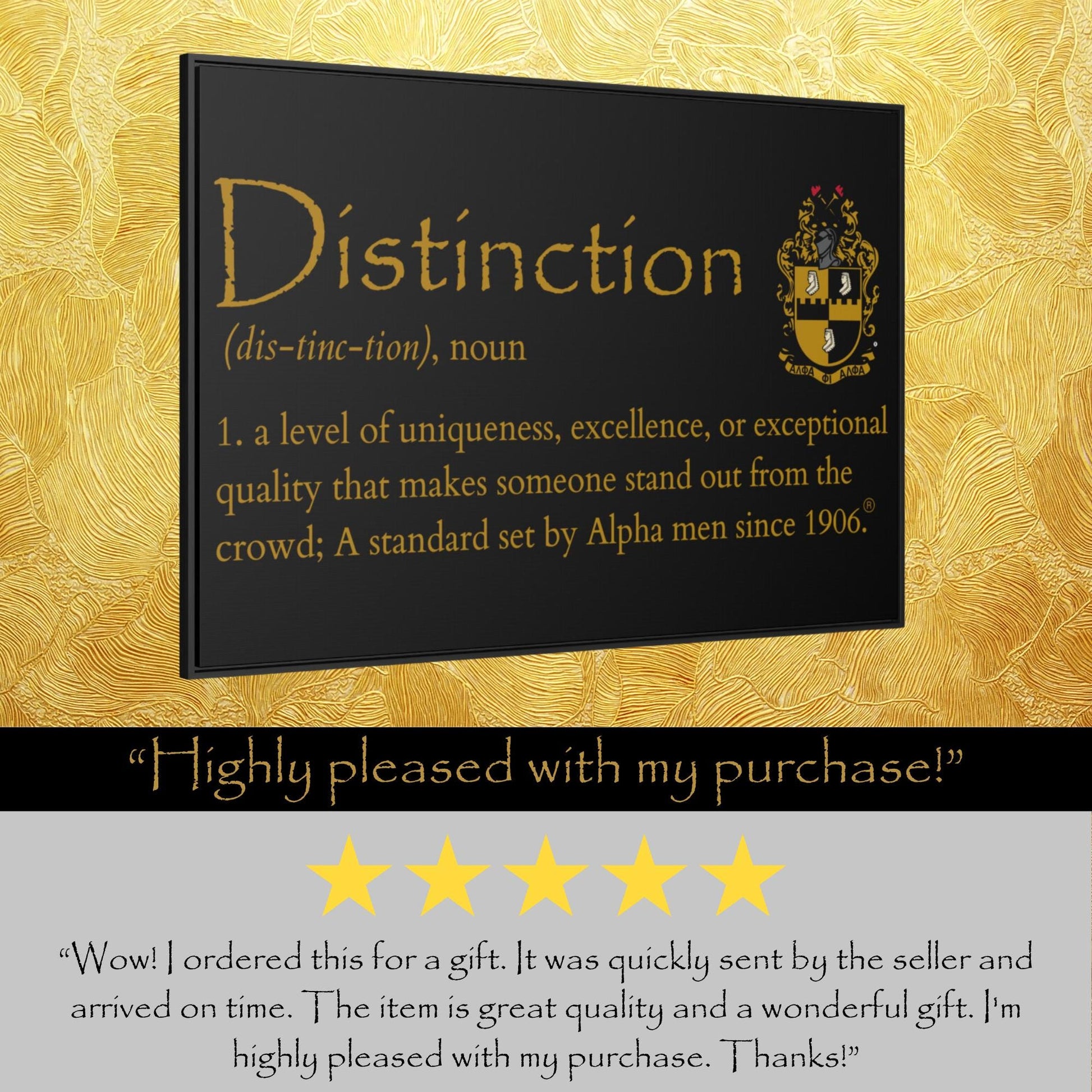 Alpha Phi Alpha Canvas Wall Art, Distinction Defined, Alpha Phi Alpha Office Decor