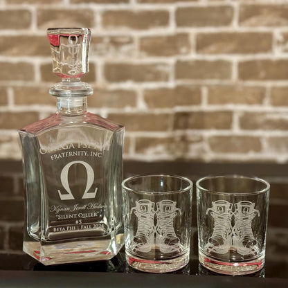 Omega Psi Phi Custom Engraved Decanter Set - nuvisionkreations