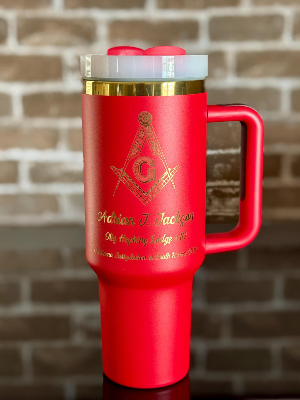 Custom Engraved Mason 40 oz Tumbler – Black and Gold or Blue & Gold - nuvisionkreations