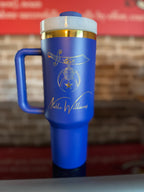 Custom Engraved Mason 40 oz Tumbler – Black and Gold or Blue & Gold - nuvisionkreations
