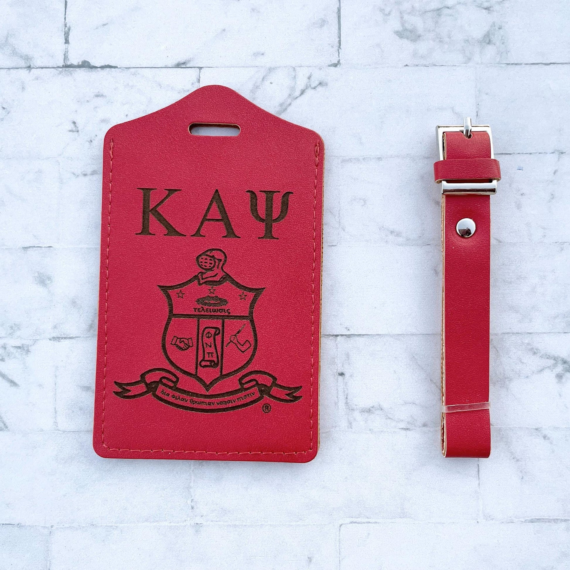 Custom Kappa Alpha Psi Leather Luggage Tags | Personalized Kappa Bag Tags
