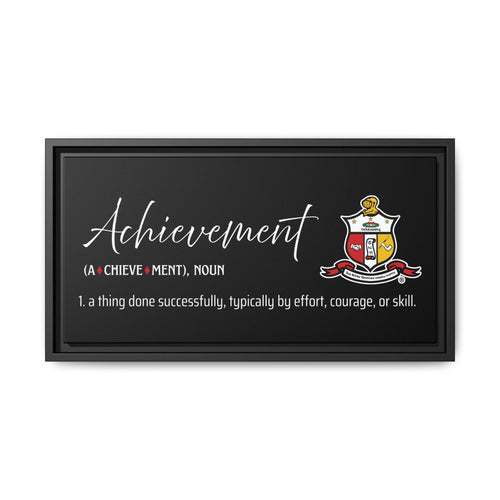 Achievement Definition Canvas| Kappa Alpha Psi Wall Art | Framed Canvas in Black, White, or Espresso | Nupe Gift & Decor