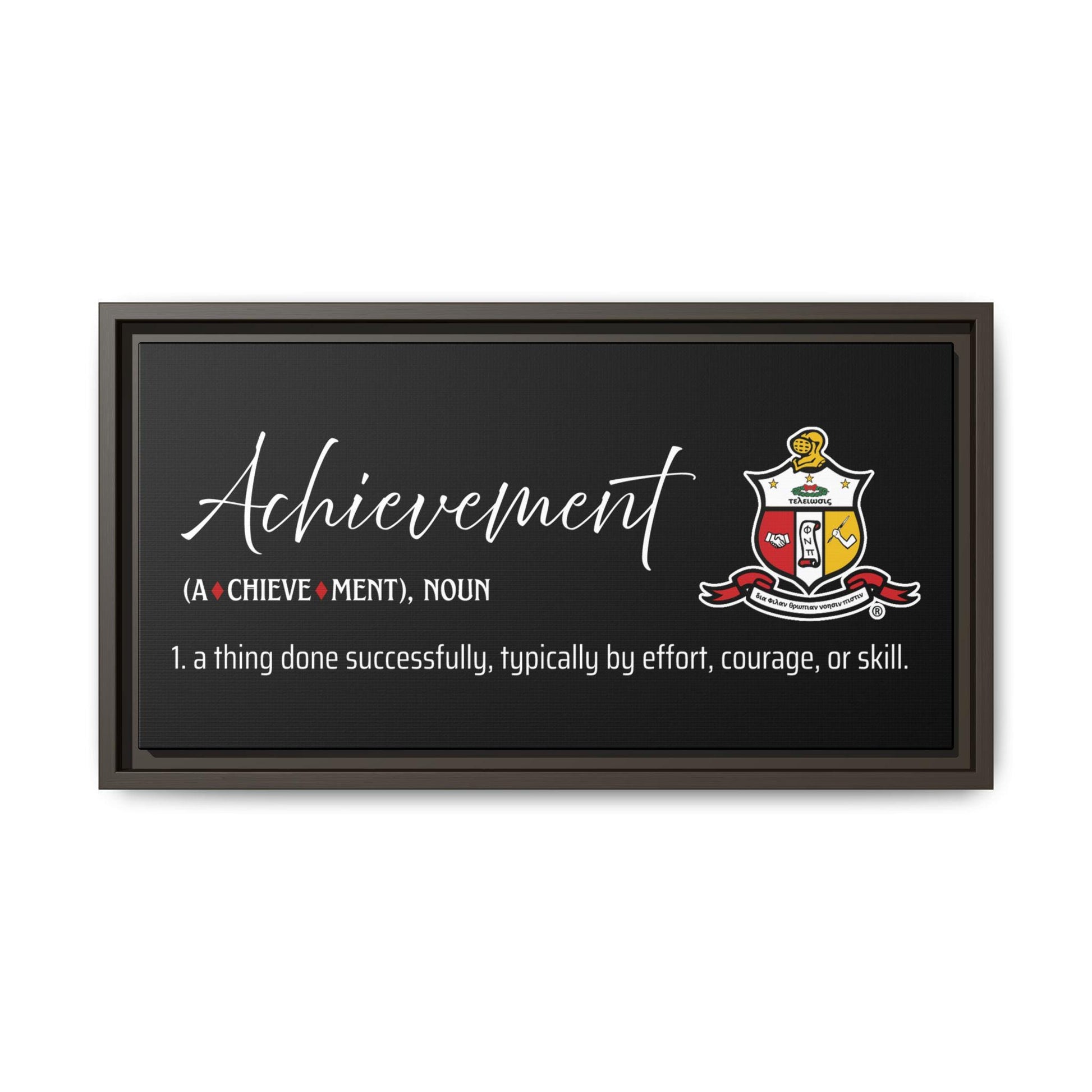Achievement Definition Canvas| Kappa Alpha Psi Wall Art | Framed Canvas in Black, White, or Espresso | Nupe Gift & Decor
