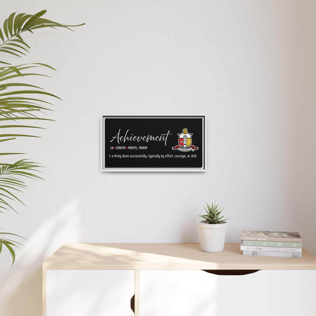 Achievement Definition Canvas| Kappa Alpha Psi Wall Art | Framed Canvas in Black, White, or Espresso | Nupe Gift & Decor