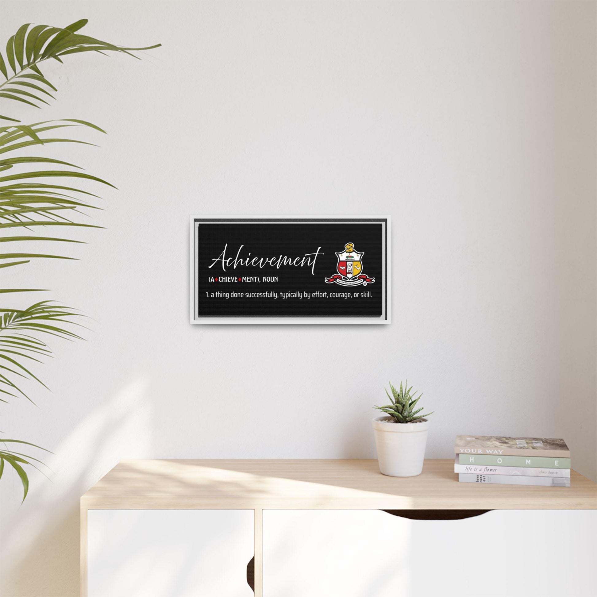 Achievement Definition Canvas| Kappa Alpha Psi Wall Art | Framed Canvas in Black, White, or Espresso | Nupe Gift & Decor