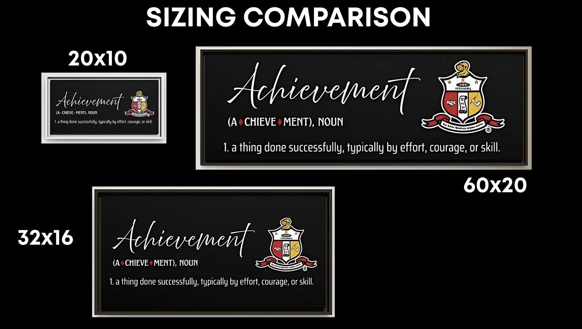 Achievement Definition Canvas| Kappa Alpha Psi Wall Art | Framed Canvas in Black, White, or Espresso | Nupe Gift & Decor