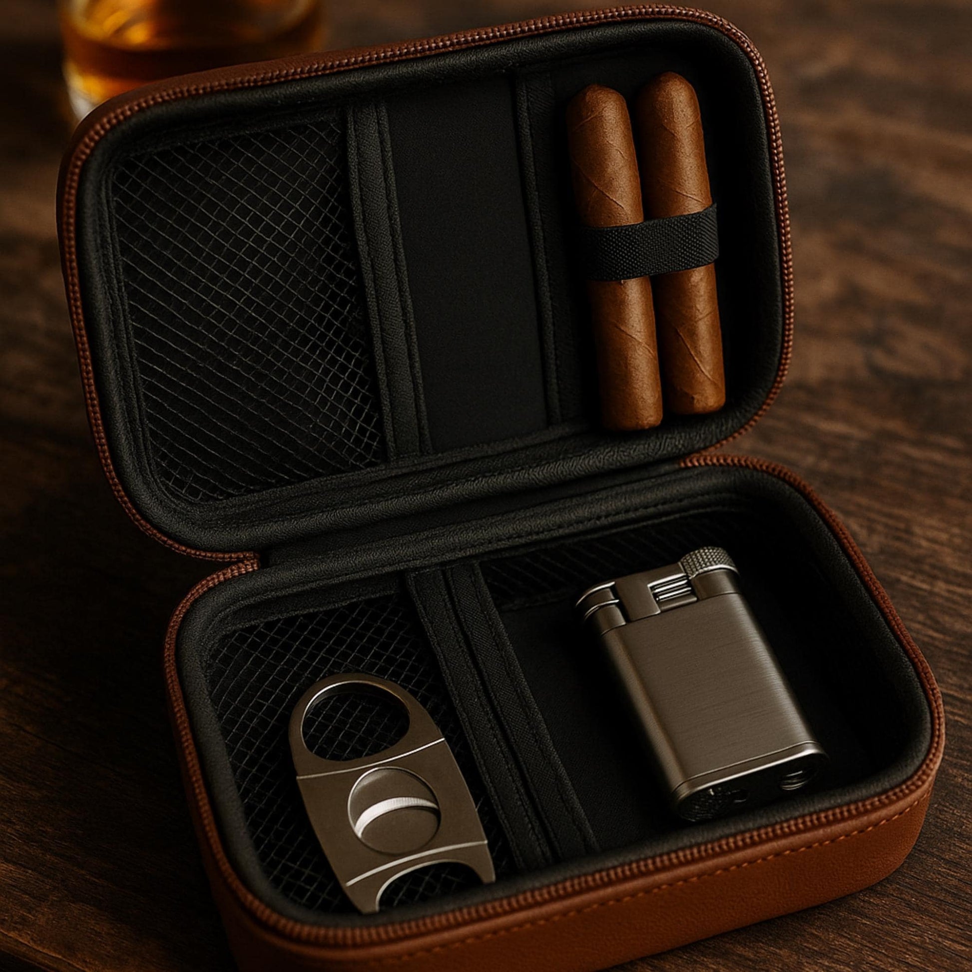 Custom Engraved Alpha Phi Alpha Leather Travel Case – Personalized Engraved Cigar Holder, Father's Day, Alpha Travel Humidor