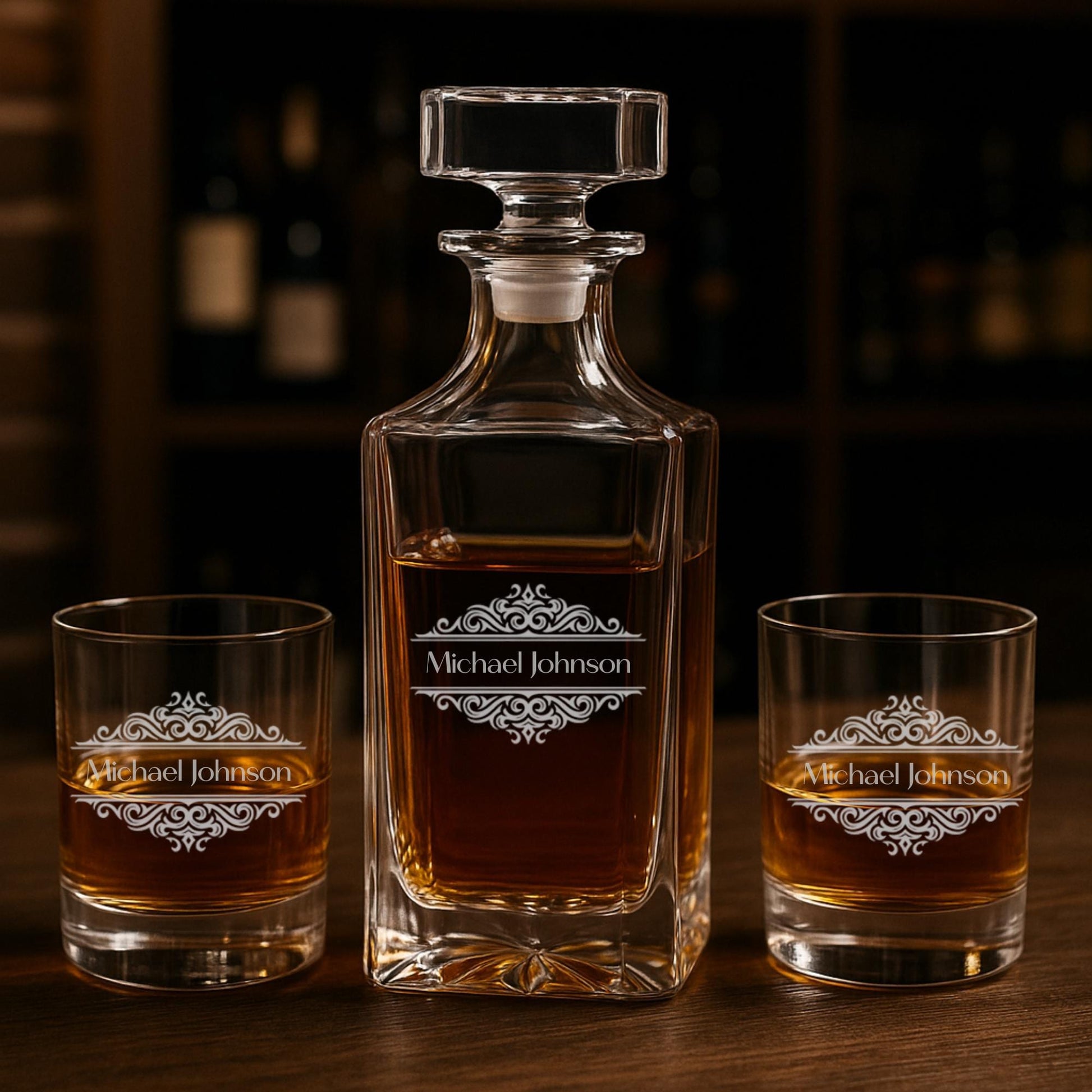 Custom Engraved Whiskey Decanter Set – Personalized Gift for Him, Groomsmen Gift, Retirement Gift, Whiskey Lover Gift, Father's Day Gift